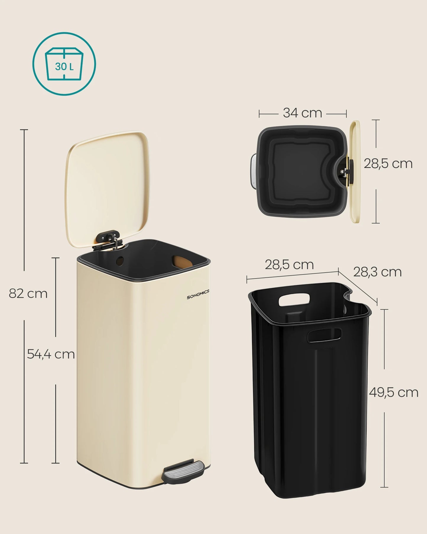 Poubelle moderne 30 Litres