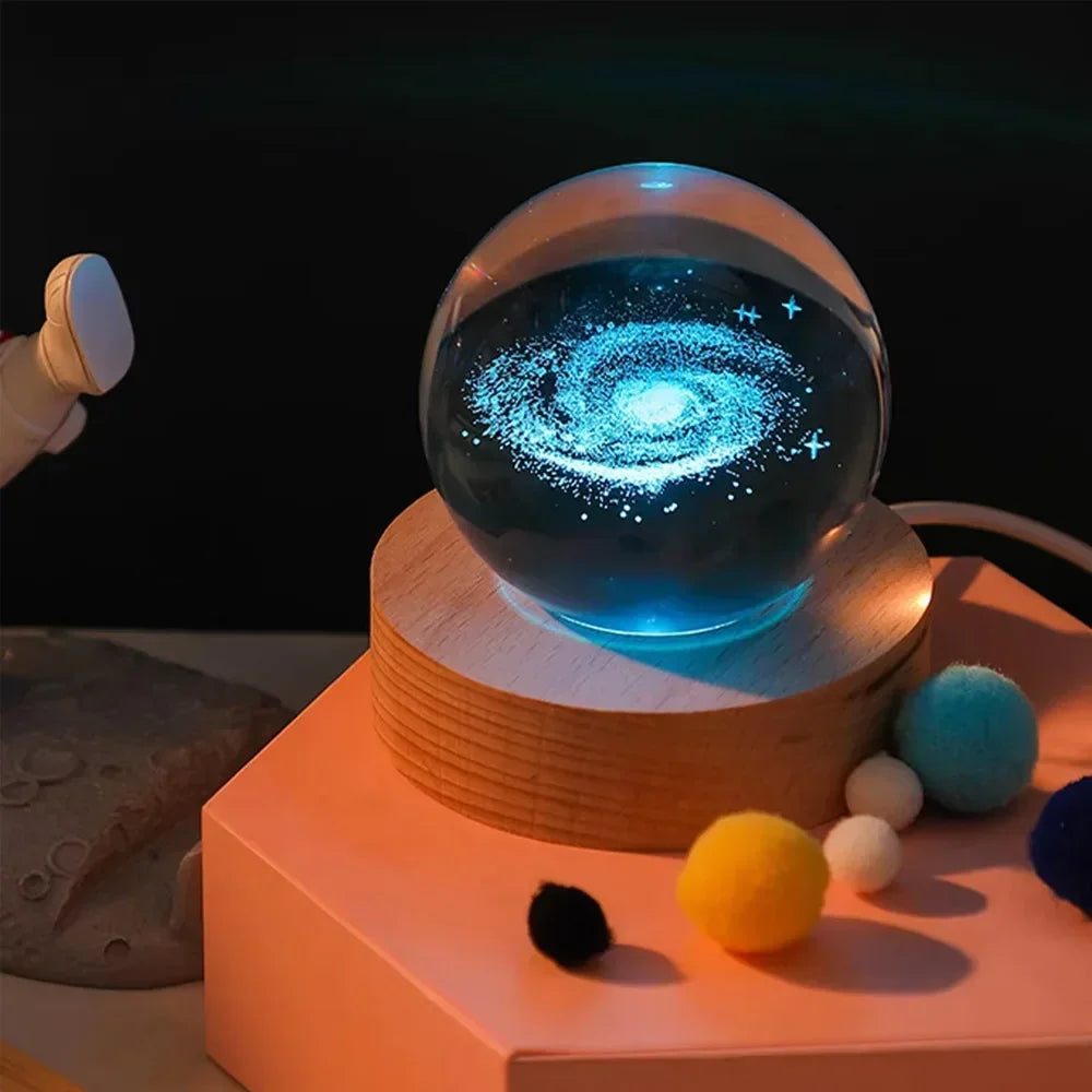 Lampe à cristaux 3D lumineuse en forme de galaxie planétaire