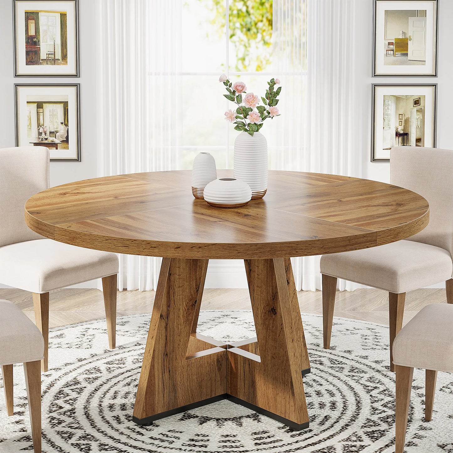Table ronde nordique en bois massif 160cm