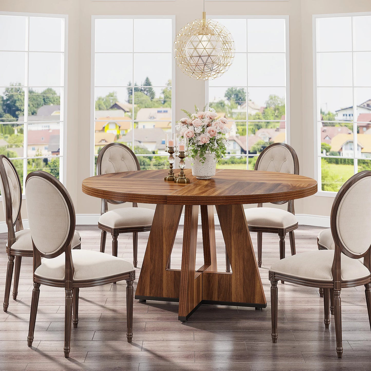 Table ronde nordique en bois massif 160cm