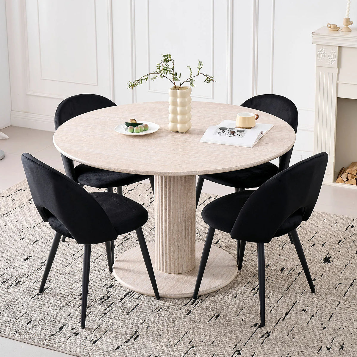 Chaises de salle à manger en velours hollandais