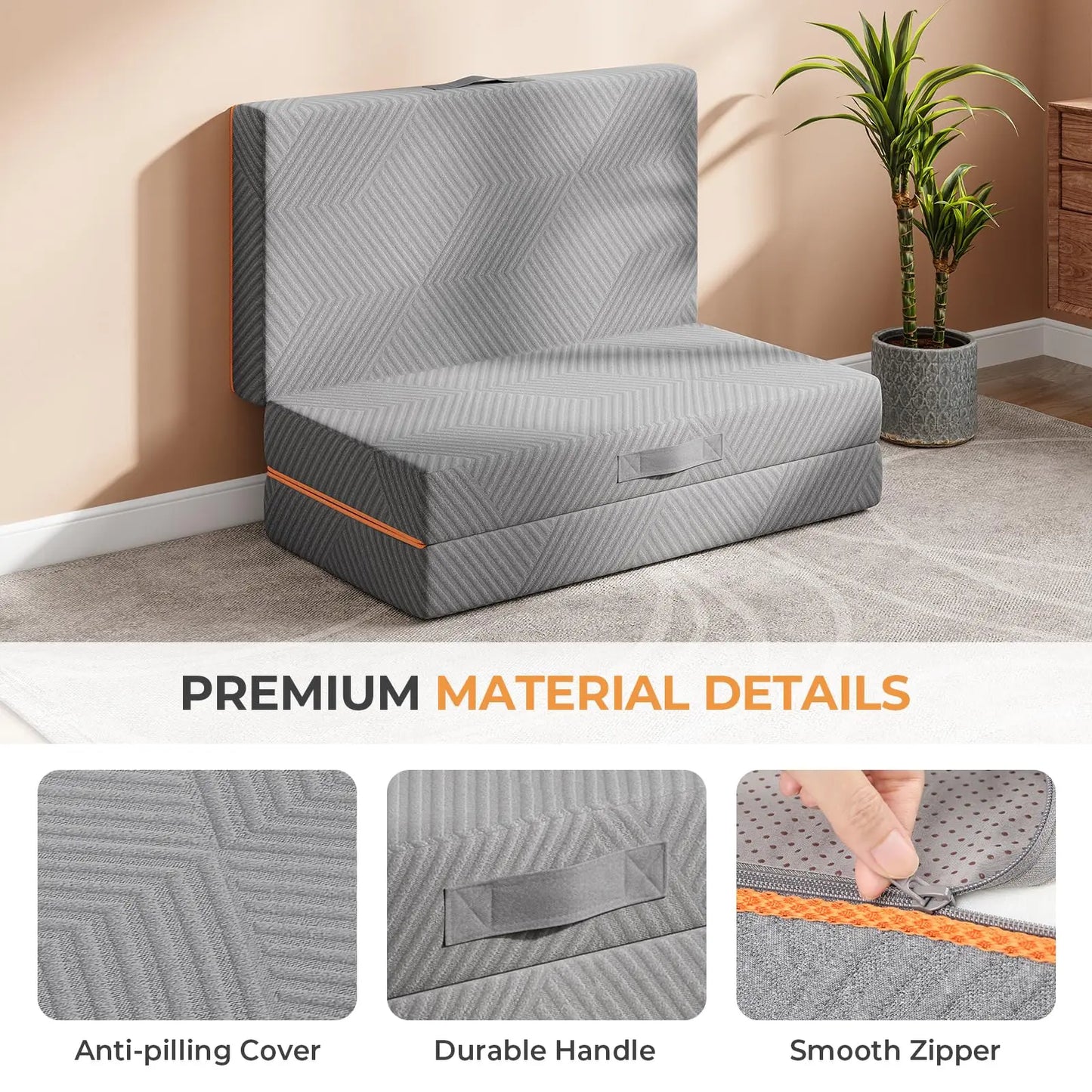 Matelas pliable en 3 parties en mousse à mémoire de forme