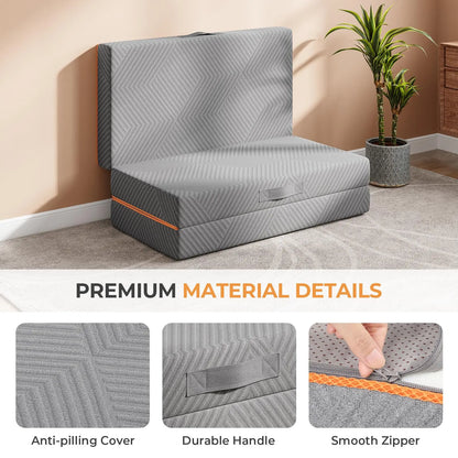Matelas pliable en 3 parties en mousse à mémoire de forme