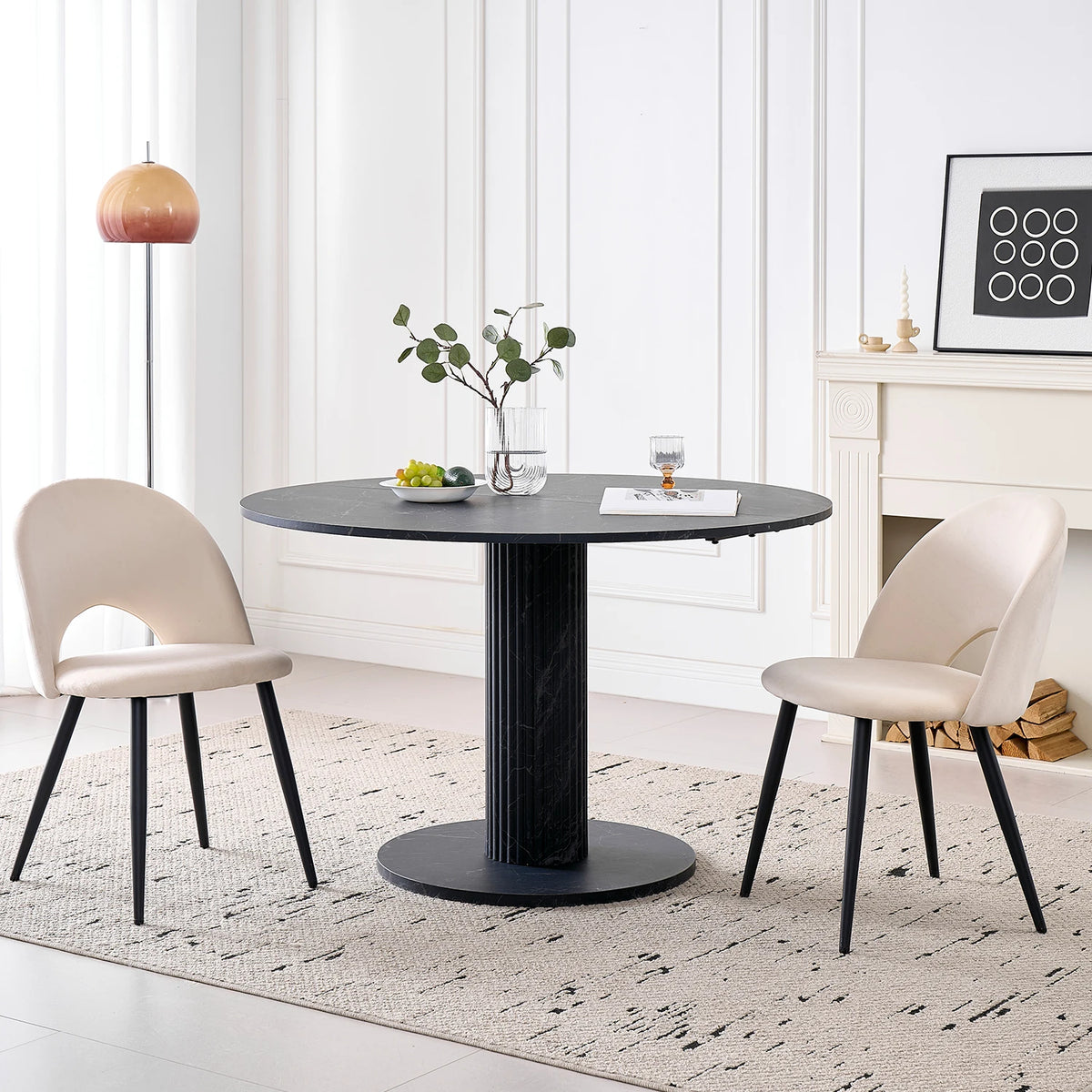 Chaises de salle à manger en velours hollandais