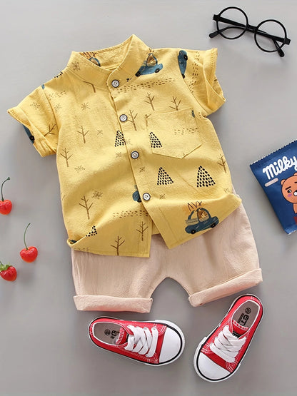 Ensemble short à manches courtes et col montant pour bébé