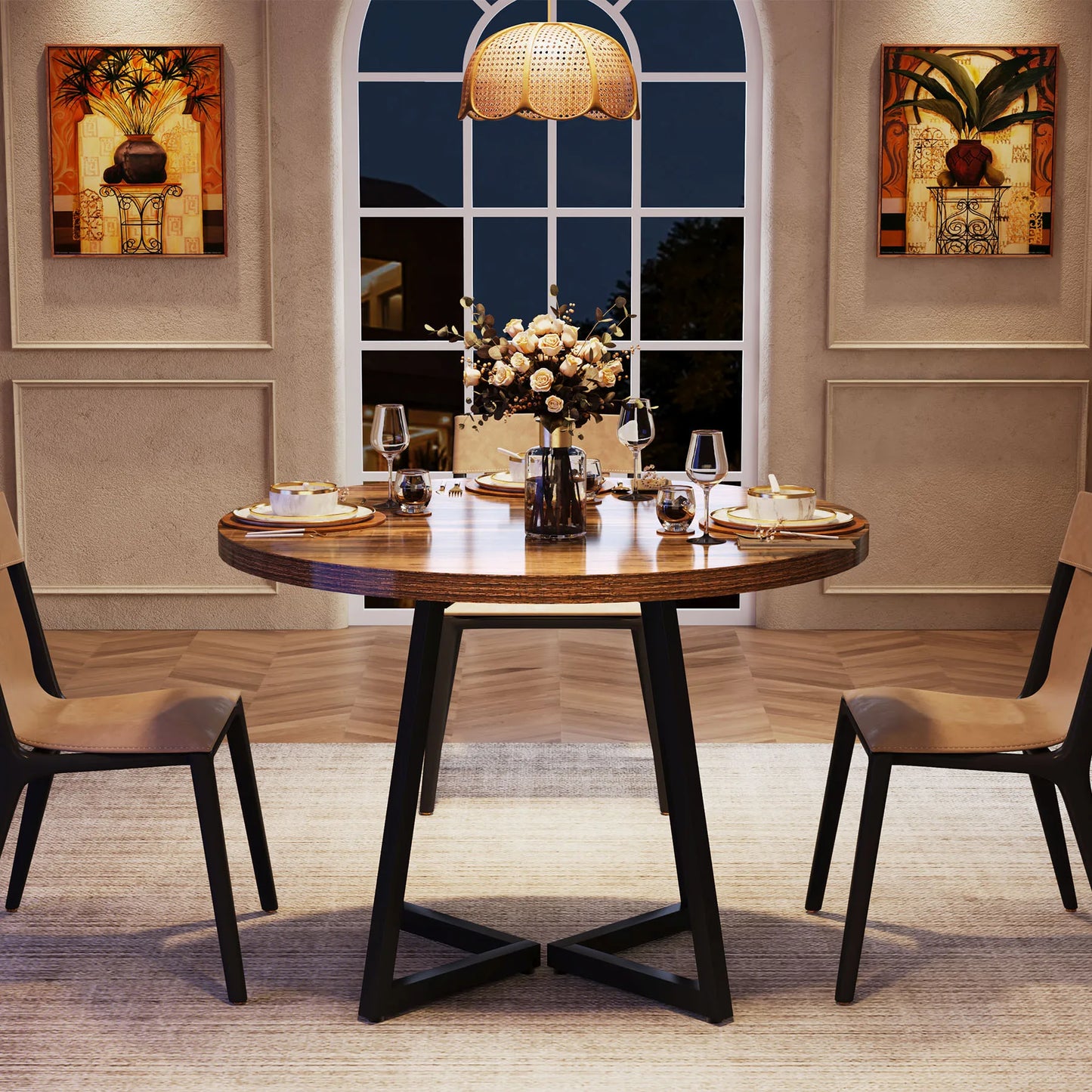 Table ronde nordique en bois massif 80cm