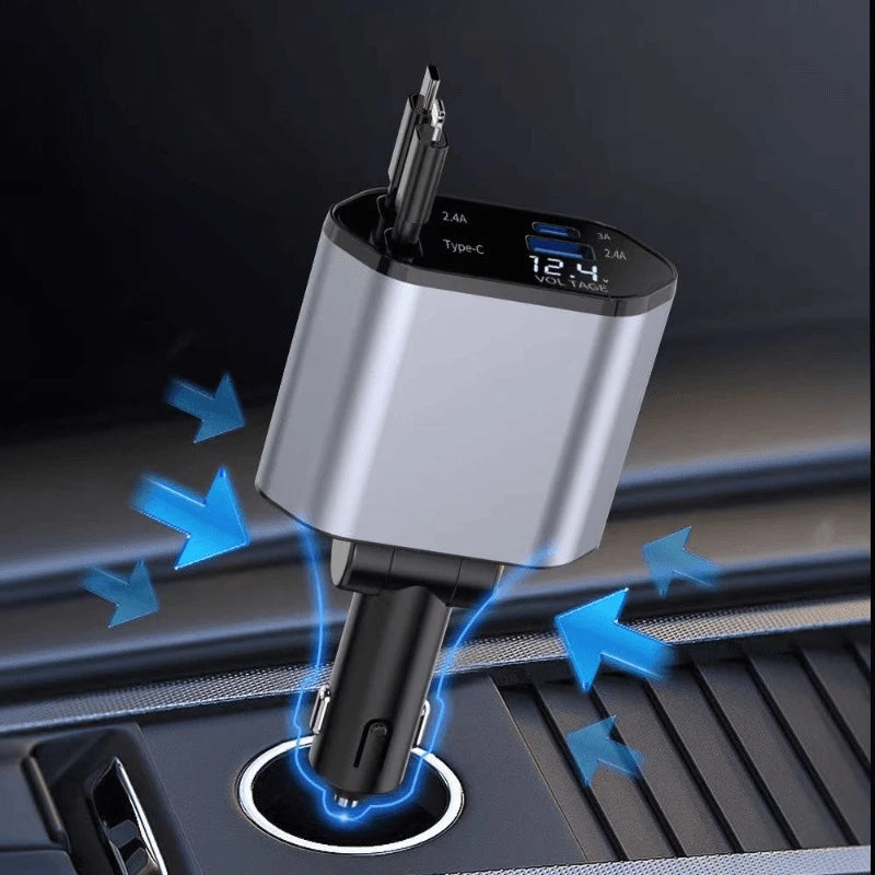 Chargeur de voiture rétractable 2 en 1