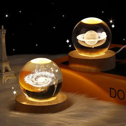 Lampe à cristaux 3D lumineuse en forme de galaxie planétaire