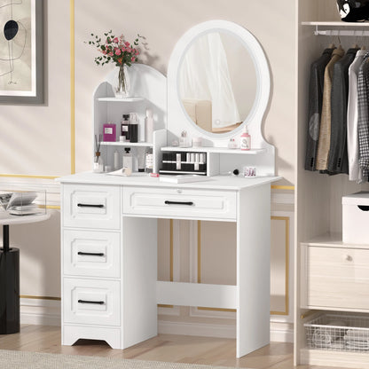Table de maquillage moderne avec miroir cercle