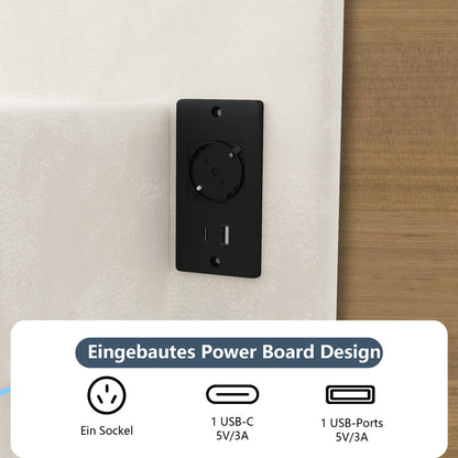 Lit 160x200 cm avec ports USB et Type-C