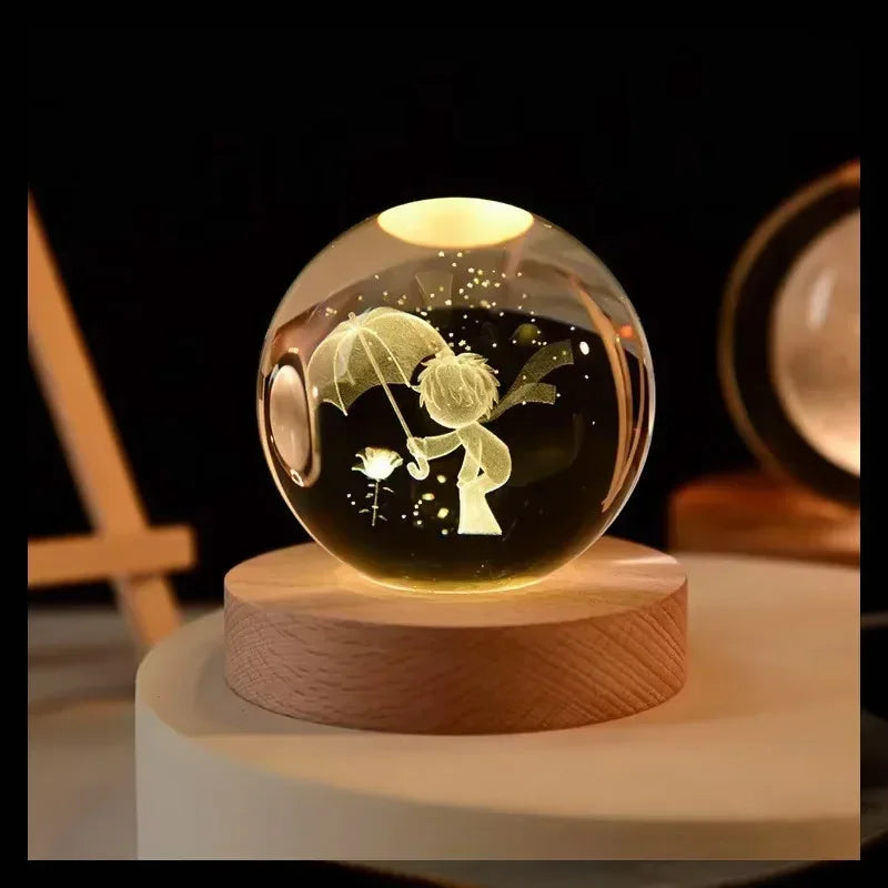 Lampe à cristaux 3D lumineuse en forme de galaxie planétaire