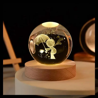Lampe à cristaux 3D lumineuse en forme de galaxie planétaire