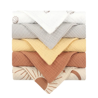 Lot de 5 serviettes carrées en coton pour bébé