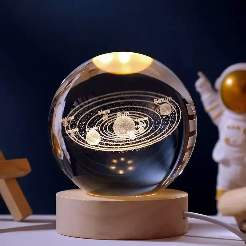 Lampe à cristaux 3D lumineuse en forme de galaxie planétaire