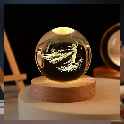 Lampe à cristaux 3D lumineuse en forme de galaxie planétaire