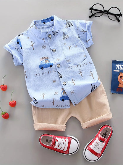 Ensemble short à manches courtes et col montant pour bébé