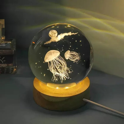 Lampe à cristaux 3D lumineuse en forme de galaxie planétaire