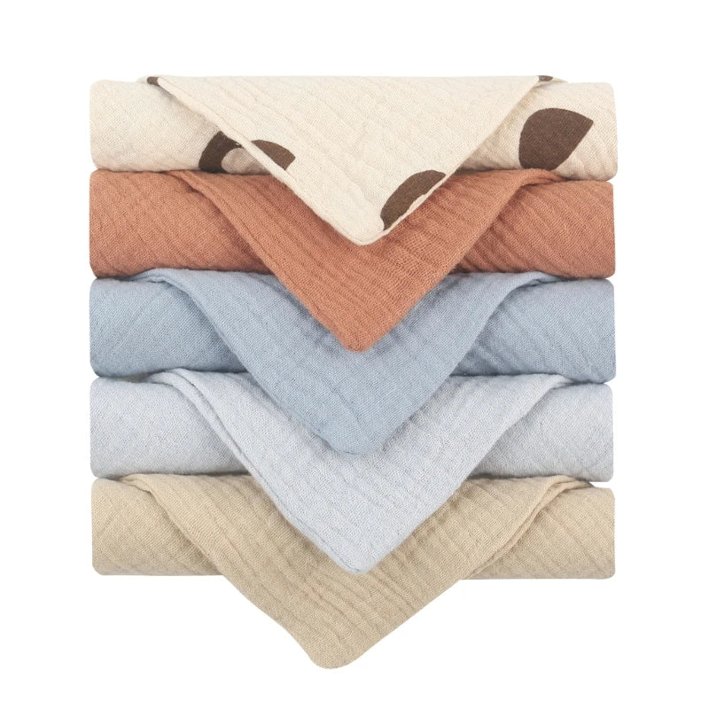 Lot de 5 serviettes carrées en coton pour bébé