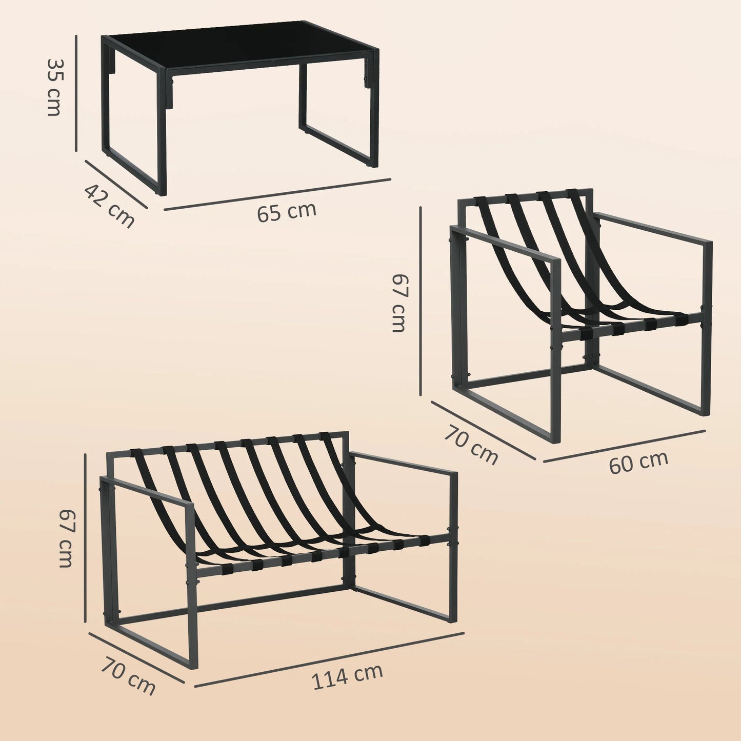 Salon de jardin extérieur 4 pièces