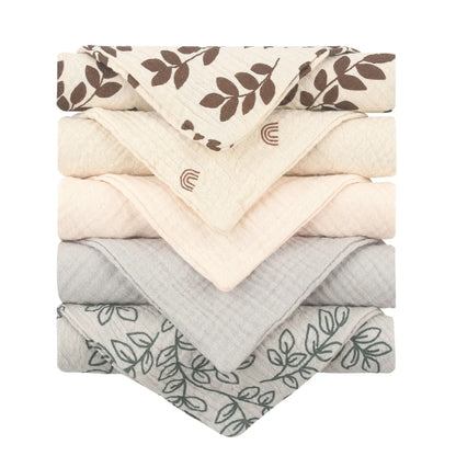 Lot de 5 serviettes carrées en coton pour bébé