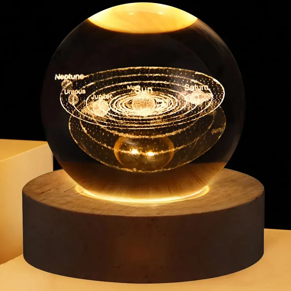 Lampe à cristaux 3D lumineuse en forme de galaxie planétaire