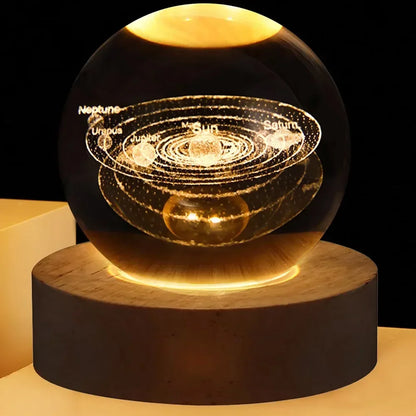 Lampe à cristaux 3D lumineuse en forme de galaxie planétaire