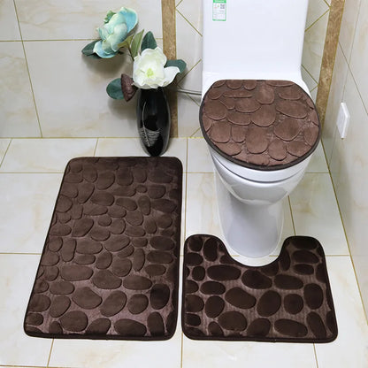 Lot de 3 Tapis de Bain Doux et Antidérapants