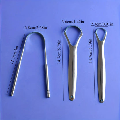 Lot de 3 gratte-langue en acier inoxydable en forme de U