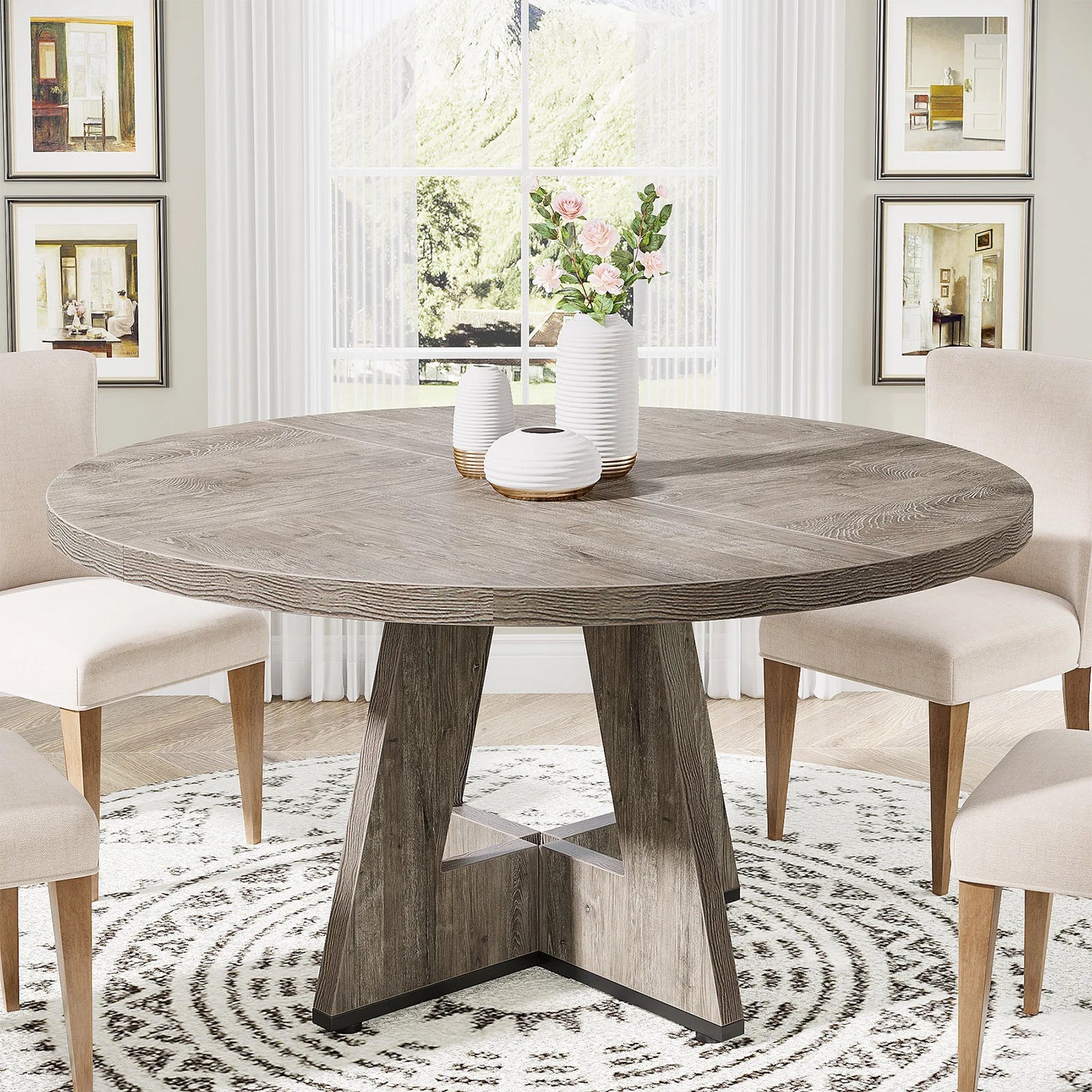 Table ronde nordique en bois massif 160cm