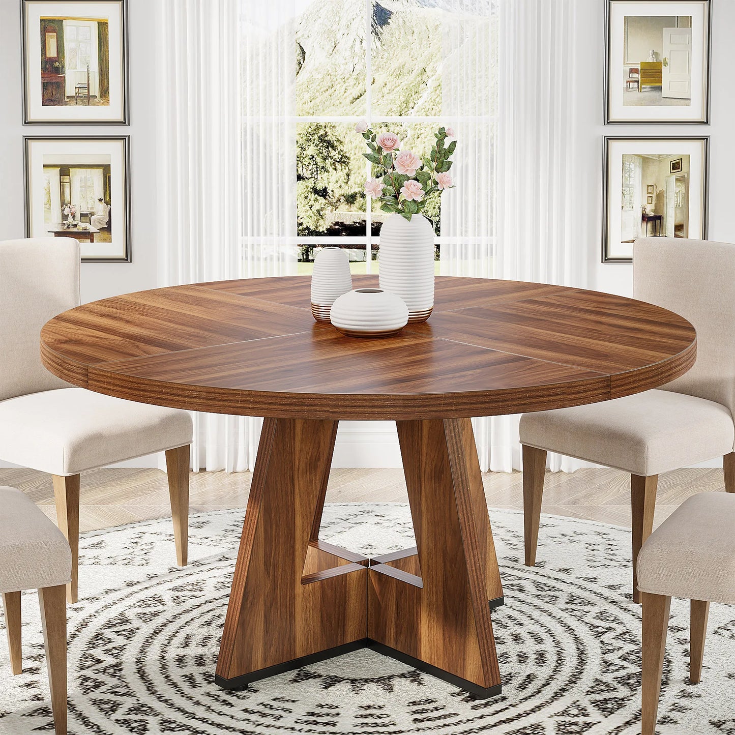 Table ronde nordique en bois massif 160cm