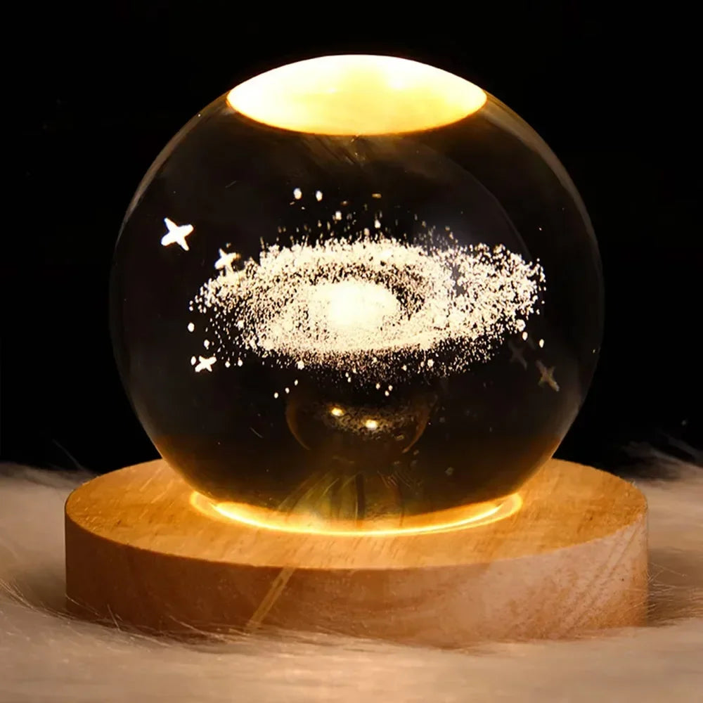 Lampe à cristaux 3D lumineuse en forme de galaxie planétaire