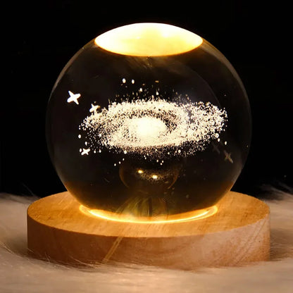 Lampe à cristaux 3D lumineuse en forme de galaxie planétaire