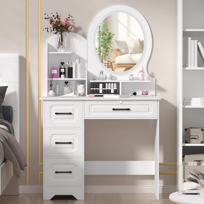 Table de maquillage moderne avec miroir cercle