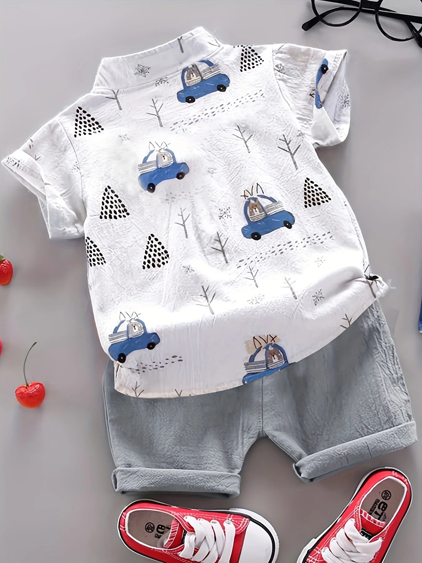 Ensemble short à manches courtes et col montant pour bébé