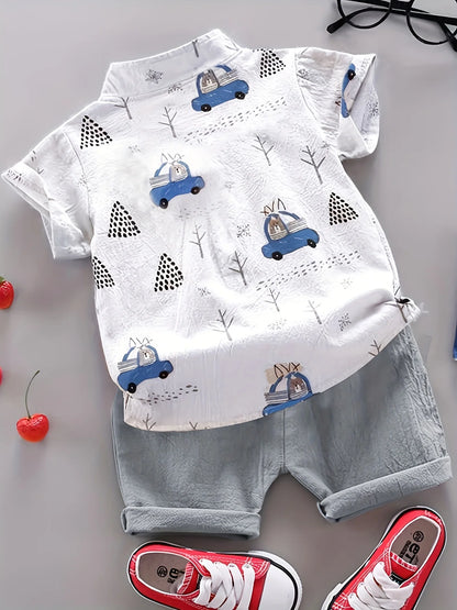 Ensemble short à manches courtes et col montant pour bébé