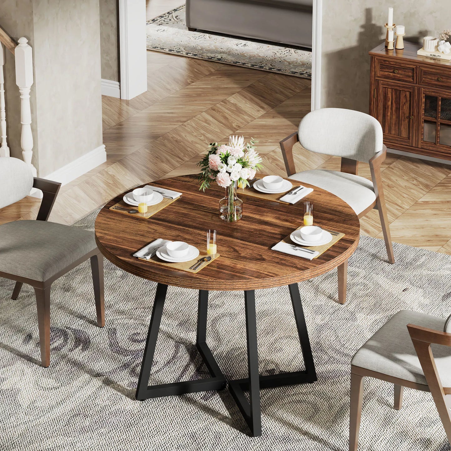 Table ronde nordique en bois massif 80cm