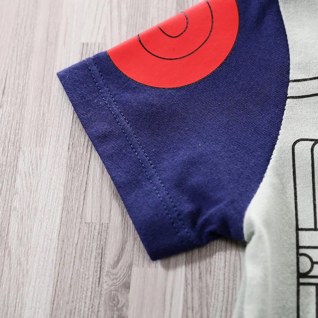 Combinaison d’été à manches courtes en coton pour bébé (motif manga)