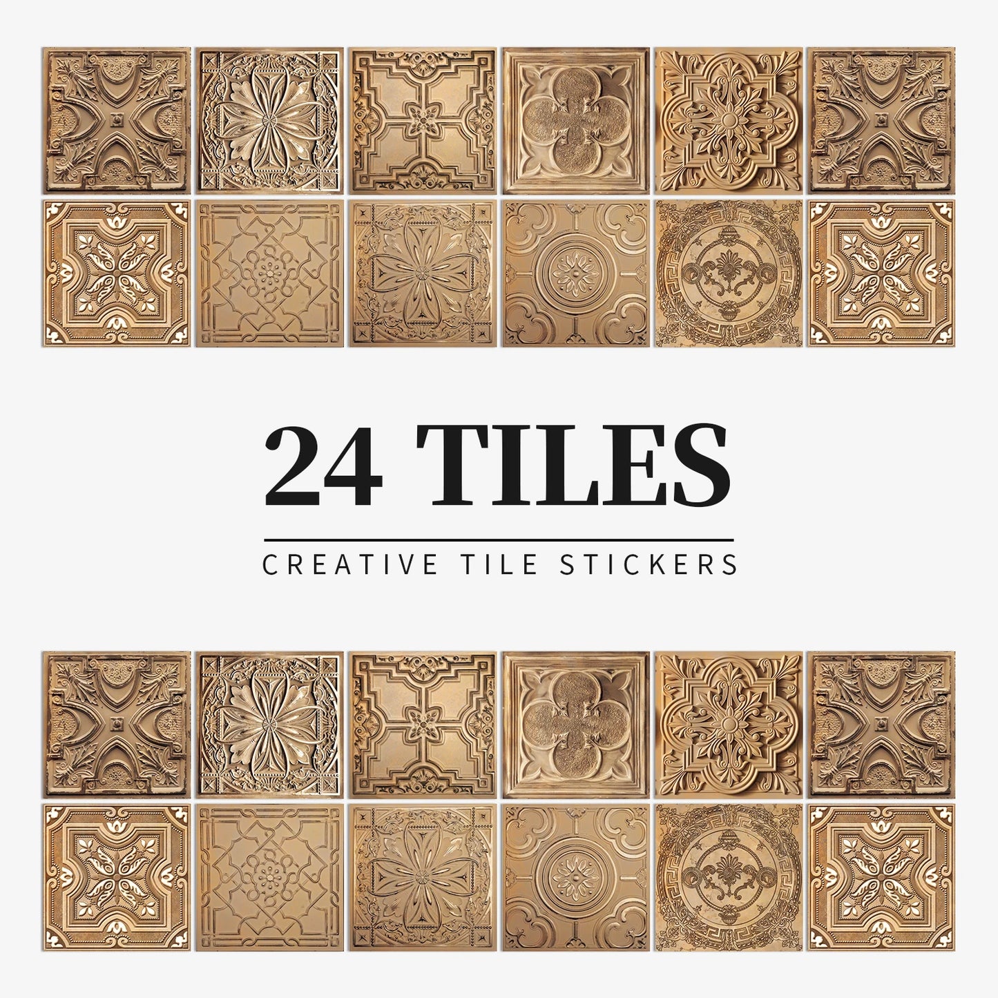 Lot de 24 autocollants muraux en carreaux