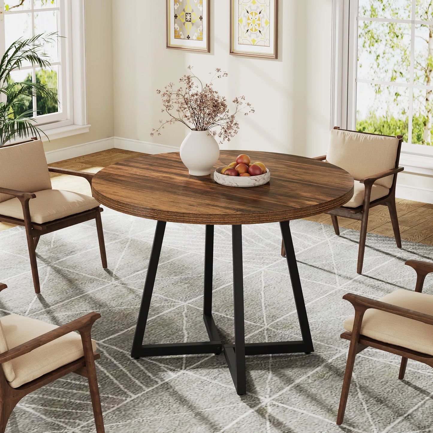 Table ronde nordique en bois massif 80cm