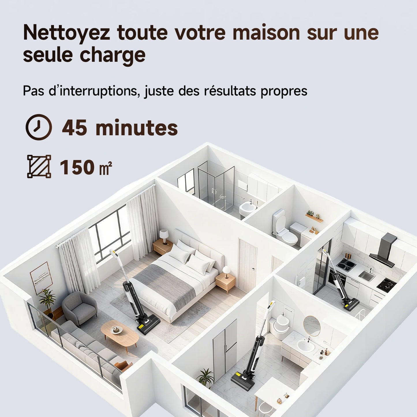 Aspirateur eau et poussière sans fil multi-surfaces