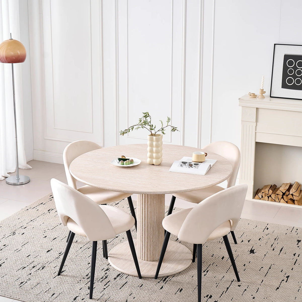 Chaises de salle à manger en velours hollandais
