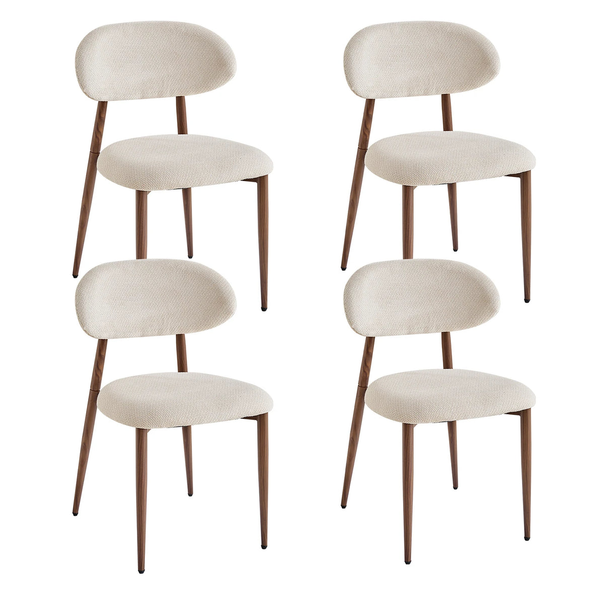 Chaises de salle à manger en lin style Mid-Century