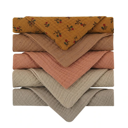 Lot de 5 serviettes carrées en coton pour bébé