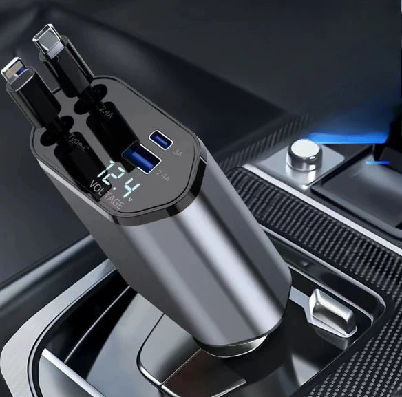 Chargeur de voiture rétractable 2 en 1