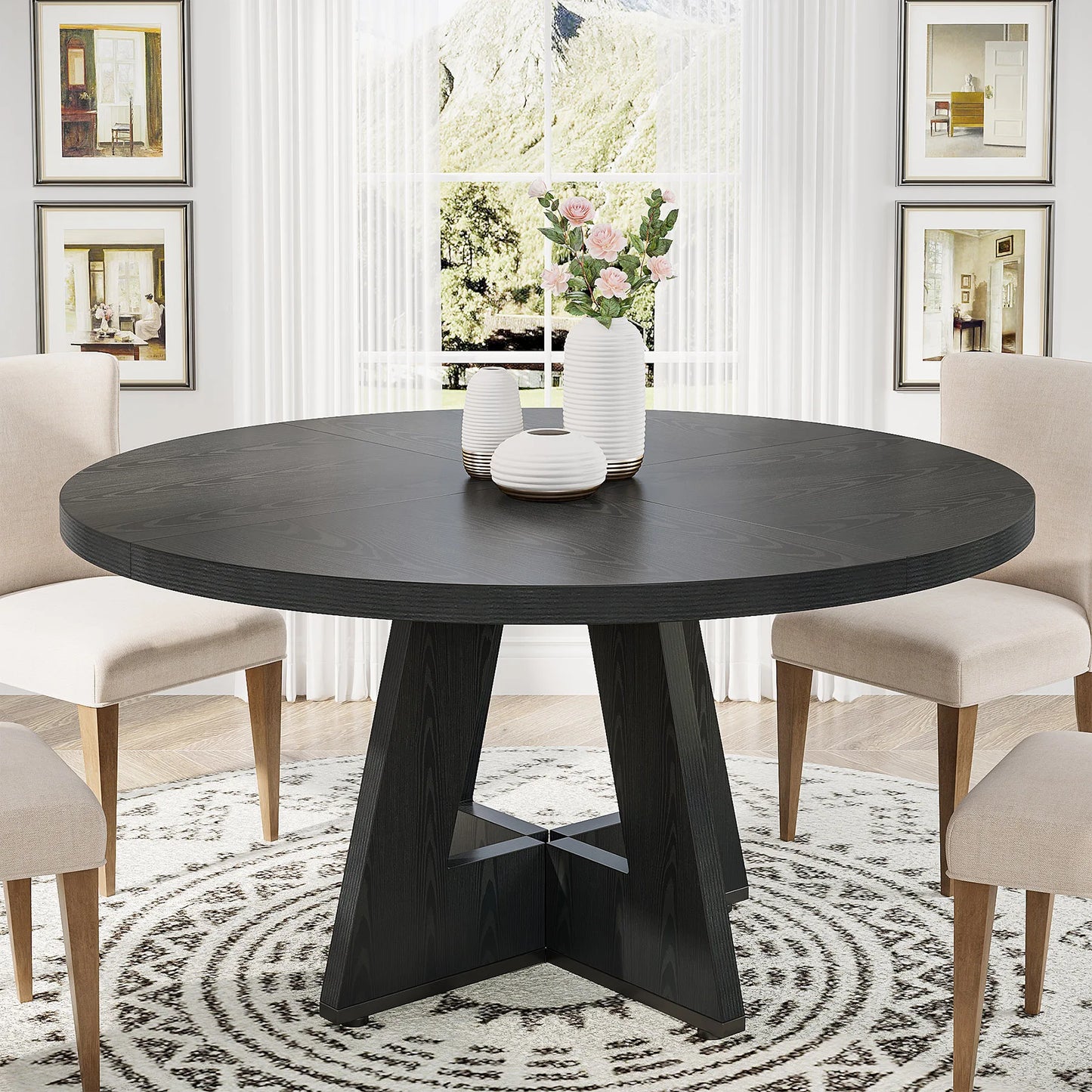Table ronde nordique en bois massif 160cm