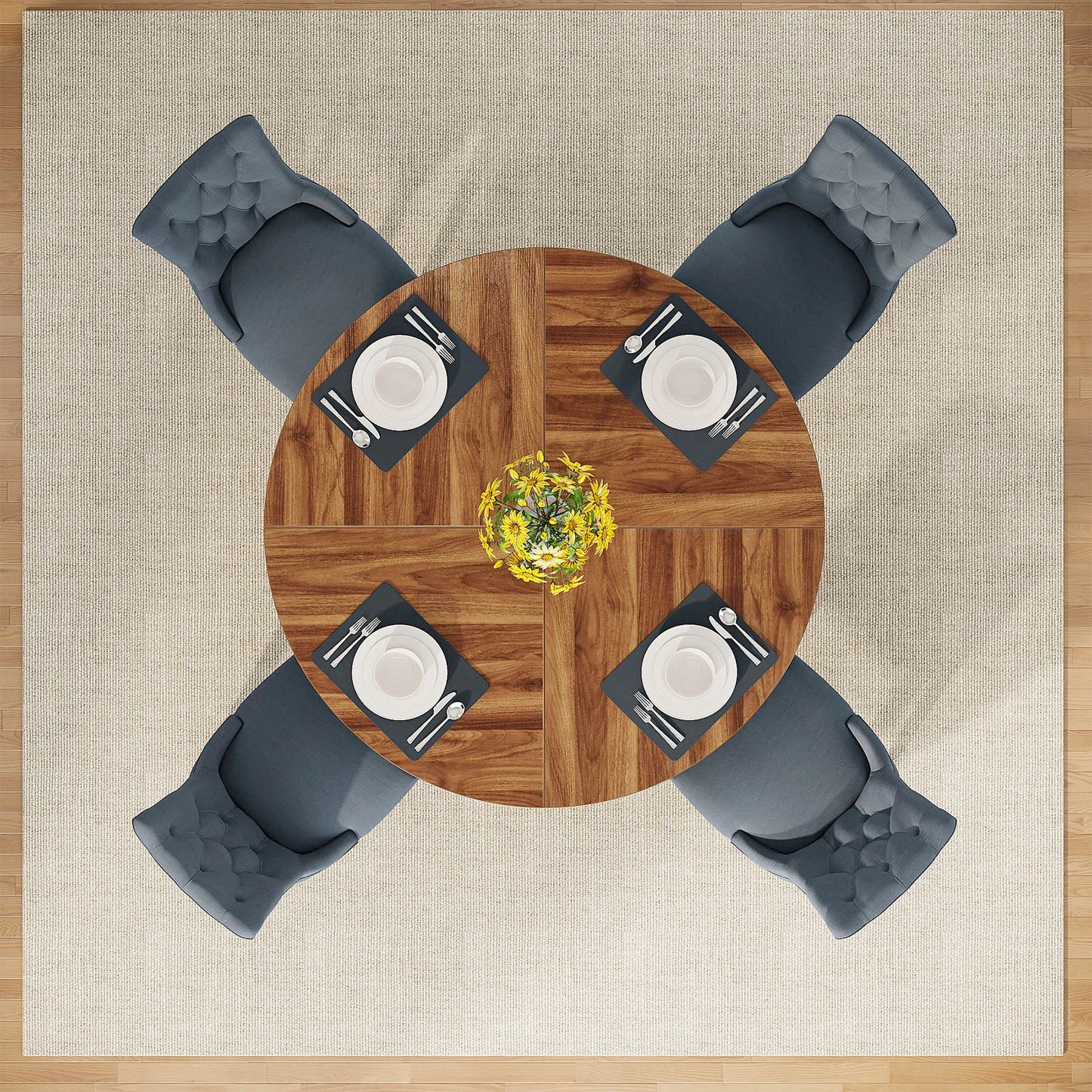 Table ronde nordique en bois massif 160cm