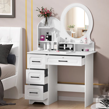 Table de maquillage moderne avec miroir cercle