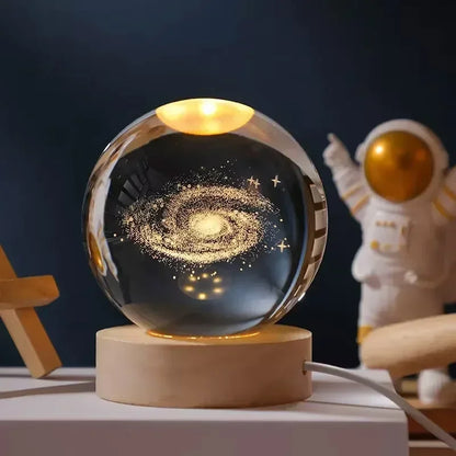 Lampe à cristaux 3D lumineuse en forme de galaxie planétaire