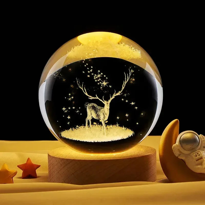 Lampe à cristaux 3D lumineuse en forme de galaxie planétaire