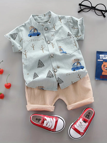 Ensemble short à manches courtes et col montant pour bébé